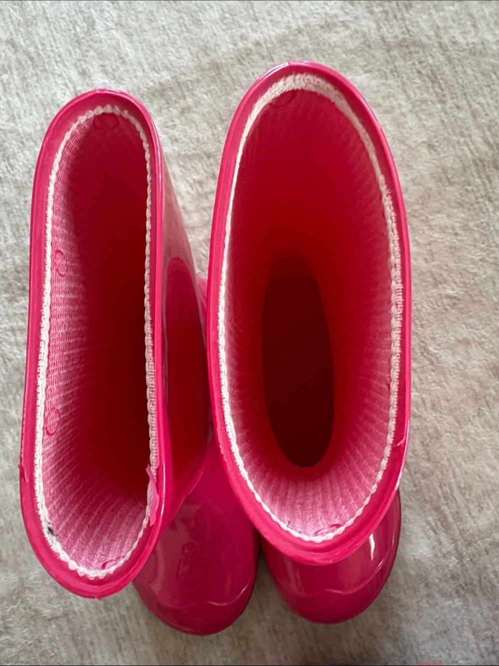 Rain boots - Girls Pink with Purple Sole Rain Boots - Size 11-12